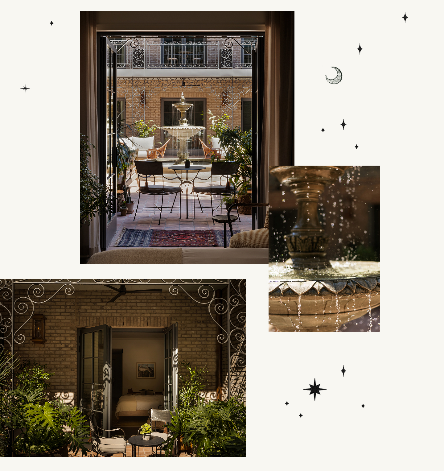 The luscious courtyard at The Nickel